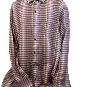 TOMMY BAHAMA purple yellow plaid LS shirt MEN 3XL